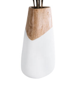 Alternative view of GloboStar® Artificial Garden PANDORA 20707 Επιδαπέδιο Πολυεστερικό Τσιμεντένιο Κασπώ Γλάστρα - Flower Pot Λευκό με Καφέ Μ49 x Π45 x Υ90cm