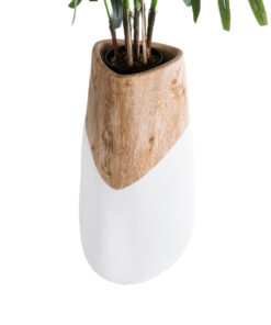 GloboStar® Artificial Garden PANDORA 20707 Επιδαπέδιο Πολυεστερικό Τσιμεντένιο Κασπώ Γλάστρα - Flower Pot Λευκό με Καφέ Μ49 x Π45 x Υ90cm 15 20707 04