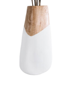 GloboStar® Artificial Garden PANDORA 20707 Επιδαπέδιο Πολυεστερικό Τσιμεντένιο Κασπώ Γλάστρα - Flower Pot Λευκό με Καφέ Μ49 x Π45 x Υ90cm 17 20707 05