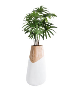 GloboStar® Artificial Garden PANDORA 20707 Επιδαπέδιο Πολυεστερικό Τσιμεντένιο Κασπώ Γλάστρα - Flower Pot Λευκό με Καφέ Μ49 x Π45 x Υ90cm 18 20707 06