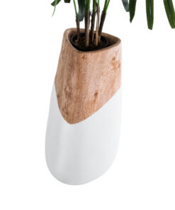 GloboStar® Artificial Garden PANDORA 20707 Επιδαπέδιο Πολυεστερικό Τσιμεντένιο Κασπώ Γλάστρα - Flower Pot Λευκό με Καφέ Μ49 x Π45 x Υ90cm 16 20707 4