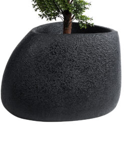 Alternative view of GloboStar® Artificial Garden CHLOE 20708 Επιδαπέδιο Πολυεστερικό Τσιμεντένιο Κασπώ Γλάστρα - Flower Pot Μαύρο Μ60 x Π55 x Υ43cm