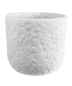 GloboStar® GloboStar® Artificial Garden MALVEN 20710 Επιδαπέδιο Πολυεστερικό Τσιμεντένιο Κασπώ Γλάστρα - Flower Pot Λευκό Φ31 x Υ28cm
