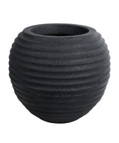 GloboStar® GloboStar® Artificial Garden ILAEIRA 20712 Επιδαπέδιο Πολυεστερικό Τσιμεντένιο Κασπώ Γλάστρα - Flower Pot Μαύρο Φ71 x Υ64cm