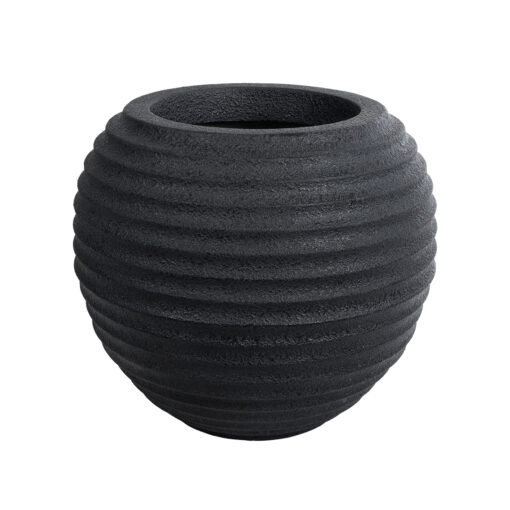 GloboStar® GloboStar® Artificial Garden ILAEIRA 20712 Επιδαπέδιο Πολυεστερικό Τσιμεντένιο Κασπώ Γλάστρα - Flower Pot Μαύρο Φ71 x Υ64cm