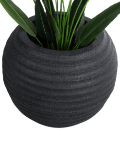 GloboStar® Artificial Garden ILAEIRA 20712 Επιδαπέδιο Πολυεστερικό Τσιμεντένιο Κασπώ Γλάστρα - Flower Pot Μαύρο Φ71 x Υ64cm 14 20712 4