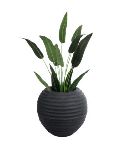 GloboStar® Artificial Garden ILAEIRA 20712 Επιδαπέδιο Πολυεστερικό Τσιμεντένιο Κασπώ Γλάστρα - Flower Pot Μαύρο Φ71 x Υ64cm 16 20712 6