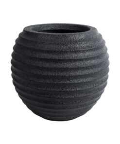 GloboStar® GloboStar® Artificial Garden ILAEIRA 20713 Επιδαπέδιο Πολυεστερικό Τσιμεντένιο Κασπώ Γλάστρα - Flower Pot Μαύρο Φ58 x Υ53cm