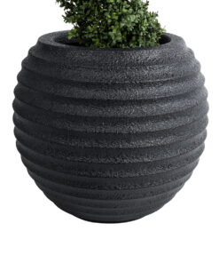 Alternative view of GloboStar® Artificial Garden ILAEIRA 20713 Επιδαπέδιο Πολυεστερικό Τσιμεντένιο Κασπώ Γλάστρα - Flower Pot Μαύρο Φ58 x Υ53cm