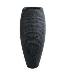 GloboStar® GloboStar® Artificial Garden NASHVILLE 20714 Επιδαπέδιο Πολυεστερικό Τσιμεντένιο Κασπώ Γλάστρα - Flower Pot Μαύρο Φ45 x Υ114cm