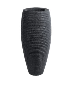 GloboStar® GloboStar® Artificial Garden NASHVILLE 20715 Επιδαπέδιο Πολυεστερικό Τσιμεντένιο Κασπώ Γλάστρα - Flower Pot Μαύρο Φ35 x Υ85cm