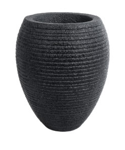 GloboStar® GloboStar® Artificial Garden NASHVILLE 20716 Επιδαπέδιο Πολυεστερικό Τσιμεντένιο Κασπώ Γλάστρα - Flower Pot Μαύρο Φ40 x Υ50cm