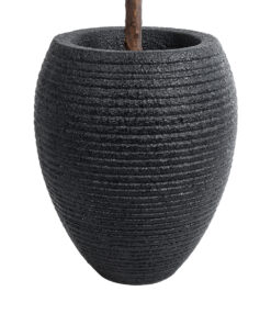 Alternative view of GloboStar® Artificial Garden NASHVILLE 20716 Επιδαπέδιο Πολυεστερικό Τσιμεντένιο Κασπώ Γλάστρα - Flower Pot Μαύρο Φ40 x Υ50cm
