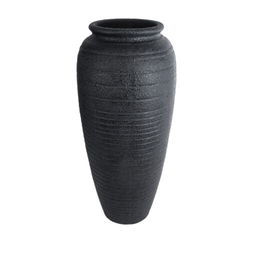 GloboStar® GloboStar® Artificial Garden OLYMPIA 20717 Επιδαπέδιο Πολυεστερικό Τσιμεντένιο Κασπώ Γλάστρα - Flower Pot Μαύρο Φ55 x Υ120cm