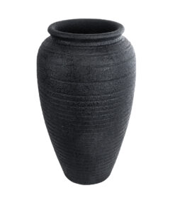 GloboStar® GloboStar® Artificial Garden OLYMPIA 20718 Επιδαπέδιο Πολυεστερικό Τσιμεντένιο Κασπώ Γλάστρα - Flower Pot Μαύρο Φ55 x Υ90cm