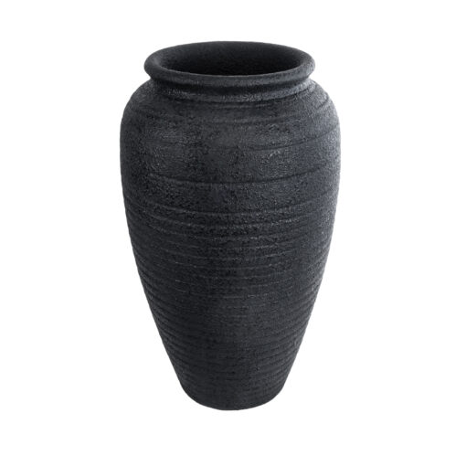 GloboStar® GloboStar® Artificial Garden OLYMPIA 20718 Επιδαπέδιο Πολυεστερικό Τσιμεντένιο Κασπώ Γλάστρα - Flower Pot Μαύρο Φ55 x Υ90cm