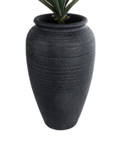 Alternative view of GloboStar® Artificial Garden OLYMPIA 20718 Επιδαπέδιο Πολυεστερικό Τσιμεντένιο Κασπώ Γλάστρα - Flower Pot Μαύρο Φ55 x Υ90cm