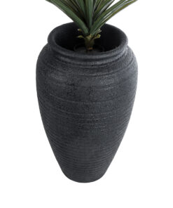 GloboStar® Artificial Garden OLYMPIA 20718 Επιδαπέδιο Πολυεστερικό Τσιμεντένιο Κασπώ Γλάστρα - Flower Pot Μαύρο Φ55 x Υ90cm 14 20718 4