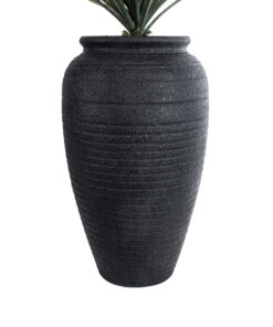 GloboStar® Artificial Garden OLYMPIA 20718 Επιδαπέδιο Πολυεστερικό Τσιμεντένιο Κασπώ Γλάστρα - Flower Pot Μαύρο Φ55 x Υ90cm 15 20718 5