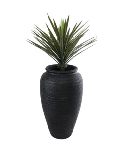 GloboStar® Artificial Garden OLYMPIA 20718 Επιδαπέδιο Πολυεστερικό Τσιμεντένιο Κασπώ Γλάστρα - Flower Pot Μαύρο Φ55 x Υ90cm 16 20718 6