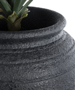 GloboStar® Artificial Garden OLYMPIA 20718 Επιδαπέδιο Πολυεστερικό Τσιμεντένιο Κασπώ Γλάστρα - Flower Pot Μαύρο Φ55 x Υ90cm 17 20718 7