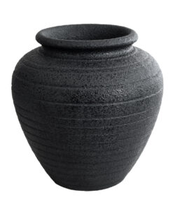 GloboStar® GloboStar® Artificial Garden OLYMPIA 20719 Επιδαπέδιο Πολυεστερικό Τσιμεντένιο Κασπώ Γλάστρα - Flower Pot Μαύρο Φ55 x Υ60cm