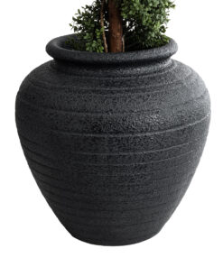 Alternative view of GloboStar® Artificial Garden OLYMPIA 20719 Επιδαπέδιο Πολυεστερικό Τσιμεντένιο Κασπώ Γλάστρα - Flower Pot Μαύρο Φ55 x Υ60cm