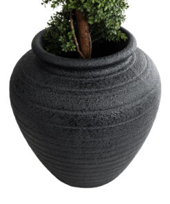 GloboStar® Artificial Garden OLYMPIA 20719 Επιδαπέδιο Πολυεστερικό Τσιμεντένιο Κασπώ Γλάστρα - Flower Pot Μαύρο Φ55 x Υ60cm 14 20719 4