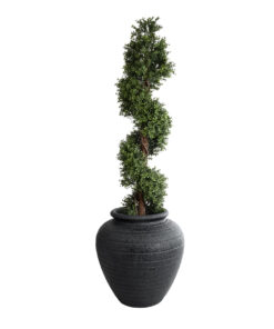 GloboStar® Artificial Garden OLYMPIA 20719 Επιδαπέδιο Πολυεστερικό Τσιμεντένιο Κασπώ Γλάστρα - Flower Pot Μαύρο Φ55 x Υ60cm 16 20719 6