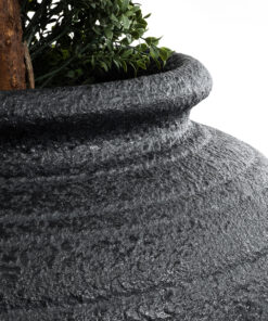 GloboStar® Artificial Garden OLYMPIA 20719 Επιδαπέδιο Πολυεστερικό Τσιμεντένιο Κασπώ Γλάστρα - Flower Pot Μαύρο Φ55 x Υ60cm 17 20719 7
