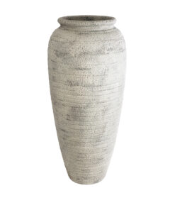 GloboStar® GloboStar® Artificial Garden IRISH 20720 Επιδαπέδιο Πολυεστερικό Τσιμεντένιο Κασπώ Γλάστρα - Flower Pot Μπεζ με Γκρι Φ55 x Υ120cm