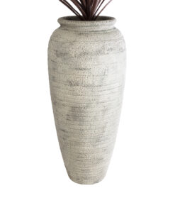 GloboStar® Artificial Garden IRISH 20720 Επιδαπέδιο Πολυεστερικό Τσιμεντένιο Κασπώ Γλάστρα - Flower Pot Μπεζ με Γκρι Φ55 x Υ120cm 13 20720 03