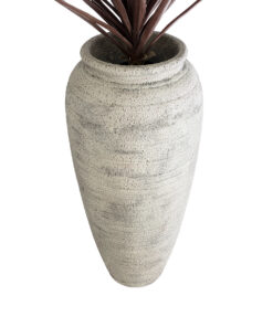 GloboStar® Artificial Garden IRISH 20720 Επιδαπέδιο Πολυεστερικό Τσιμεντένιο Κασπώ Γλάστρα - Flower Pot Μπεζ με Γκρι Φ55 x Υ120cm 14 20720 04