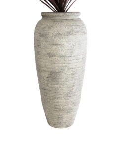 GloboStar® Artificial Garden IRISH 20720 Επιδαπέδιο Πολυεστερικό Τσιμεντένιο Κασπώ Γλάστρα - Flower Pot Μπεζ με Γκρι Φ55 x Υ120cm 15 20720 05