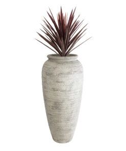 GloboStar® Artificial Garden IRISH 20720 Επιδαπέδιο Πολυεστερικό Τσιμεντένιο Κασπώ Γλάστρα - Flower Pot Μπεζ με Γκρι Φ55 x Υ120cm 16 20720 06