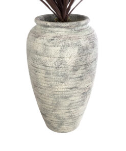 Alternative view of GloboStar® Artificial Garden IRISH 20721 Επιδαπέδιο Πολυεστερικό Τσιμεντένιο Κασπώ Γλάστρα - Flower Pot Λευκό με Μπεζ Φ55 x Υ90cm