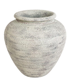 GloboStar® GloboStar® Artificial Garden IRISH 20722 Επιδαπέδιο Πολυεστερικό Τσιμεντένιο Κασπώ Γλάστρα - Flower Pot Λευκό με Μπεζ Φ55 x Υ60cm