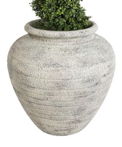 Alternative view of GloboStar® Artificial Garden IRISH 20722 Επιδαπέδιο Πολυεστερικό Τσιμεντένιο Κασπώ Γλάστρα - Flower Pot Λευκό με Μπεζ Φ55 x Υ60cm