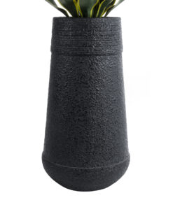 GloboStar® Artificial Garden JAKLIN 20723 Επιδαπέδιο Πολυεστερικό Τσιμεντένιο Κασπώ Γλάστρα - Flower Pot Μαύρο Φ34 x Υ62cm 15 20723 5
