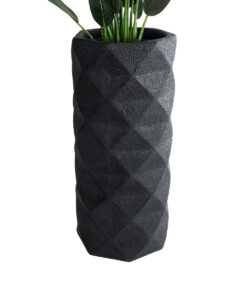 Alternative view of GloboStar® Artificial Garden GENOVA 20724 Επιδαπέδιο Πολυεστερικό Τσιμεντένιο Κασπώ Γλάστρα - Flower Pot Μαύρο Φ40 x Υ90cm