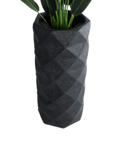 GloboStar® Artificial Garden GENOVA 20724 Επιδαπέδιο Πολυεστερικό Τσιμεντένιο Κασπώ Γλάστρα - Flower Pot Μαύρο Φ40 x Υ90cm 14 20724 4