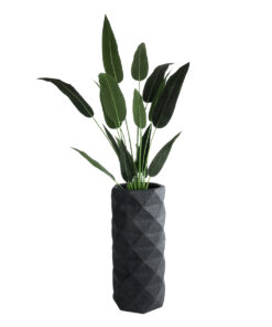 GloboStar® Artificial Garden GENOVA 20724 Επιδαπέδιο Πολυεστερικό Τσιμεντένιο Κασπώ Γλάστρα - Flower Pot Μαύρο Φ40 x Υ90cm 16 20724 6