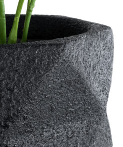 GloboStar® Artificial Garden GENOVA 20724 Επιδαπέδιο Πολυεστερικό Τσιμεντένιο Κασπώ Γλάστρα - Flower Pot Μαύρο Φ40 x Υ90cm 17 20724 7