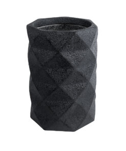 GloboStar® GloboStar® Artificial Garden GENOVA 20725 Επιδαπέδιο Πολυεστερικό Τσιμεντένιο Κασπώ Γλάστρα - Flower Pot Μαύρο Φ40 x Υ90cm