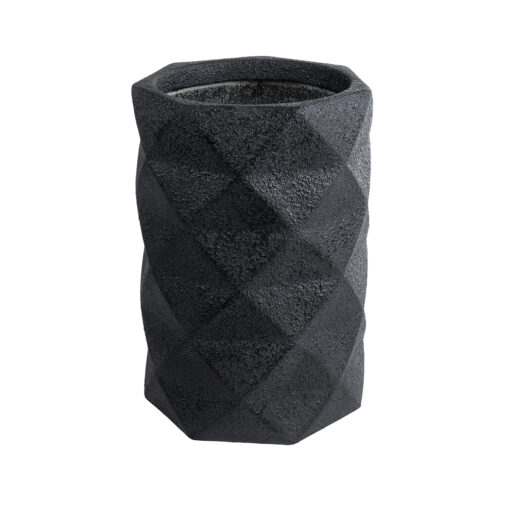 GloboStar® GloboStar® Artificial Garden GENOVA 20725 Επιδαπέδιο Πολυεστερικό Τσιμεντένιο Κασπώ Γλάστρα - Flower Pot Μαύρο Φ40 x Υ90cm