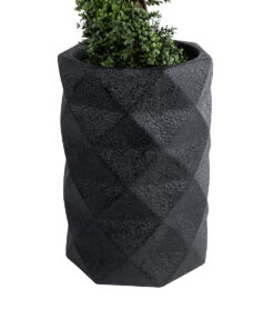 Alternative view of GloboStar® Artificial Garden GENOVA 20725 Επιδαπέδιο Πολυεστερικό Τσιμεντένιο Κασπώ Γλάστρα - Flower Pot Μαύρο Φ40 x Υ90cm