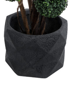 GloboStar® Artificial Garden GENOVA 20726 Επιδαπέδιο Πολυεστερικό Τσιμεντένιο Κασπώ Γλάστρα - Flower Pot Μαύρο Φ40 x Υ30cm 15 20726 4