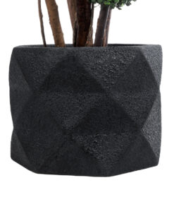 GloboStar® Artificial Garden GENOVA 20726 Επιδαπέδιο Πολυεστερικό Τσιμεντένιο Κασπώ Γλάστρα - Flower Pot Μαύρο Φ40 x Υ30cm 16 20726 5