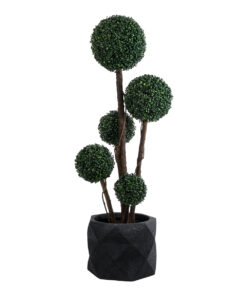 GloboStar® Artificial Garden GENOVA 20726 Επιδαπέδιο Πολυεστερικό Τσιμεντένιο Κασπώ Γλάστρα - Flower Pot Μαύρο Φ40 x Υ30cm 17 20726 6