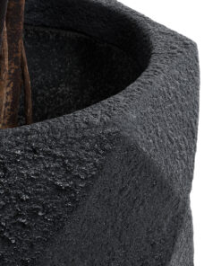 GloboStar® Artificial Garden GENOVA 20726 Επιδαπέδιο Πολυεστερικό Τσιμεντένιο Κασπώ Γλάστρα - Flower Pot Μαύρο Φ40 x Υ30cm 18 20726 7